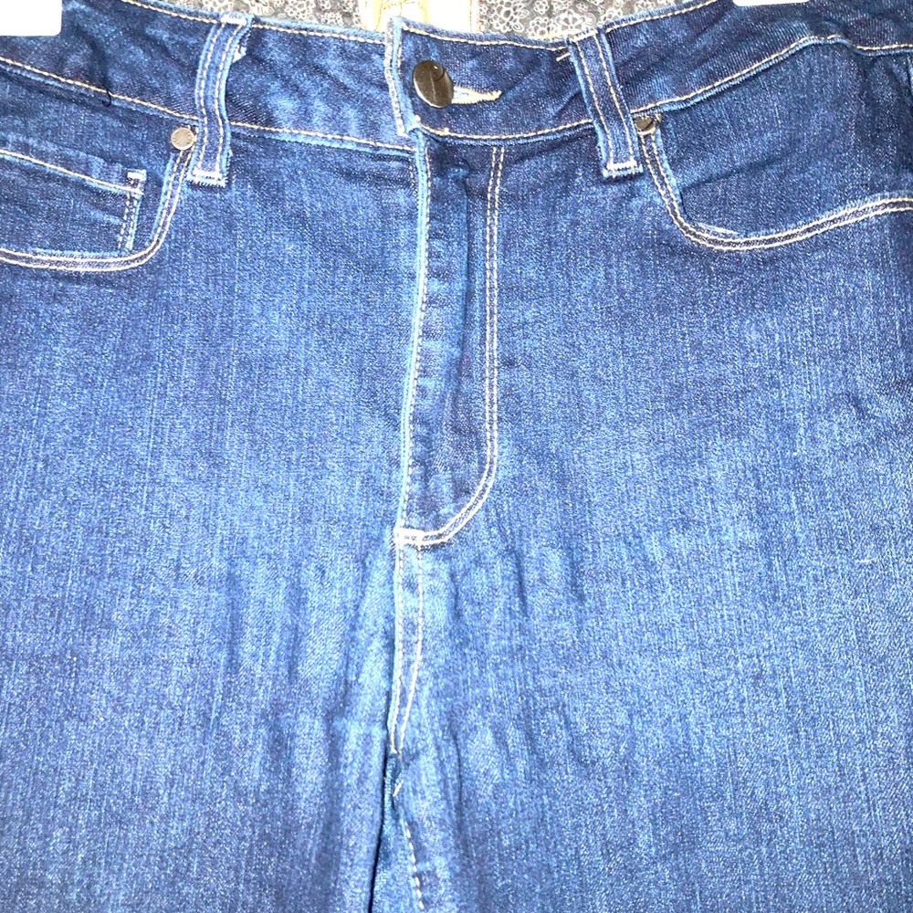 Vintage low rise paige denim flares in dark denim